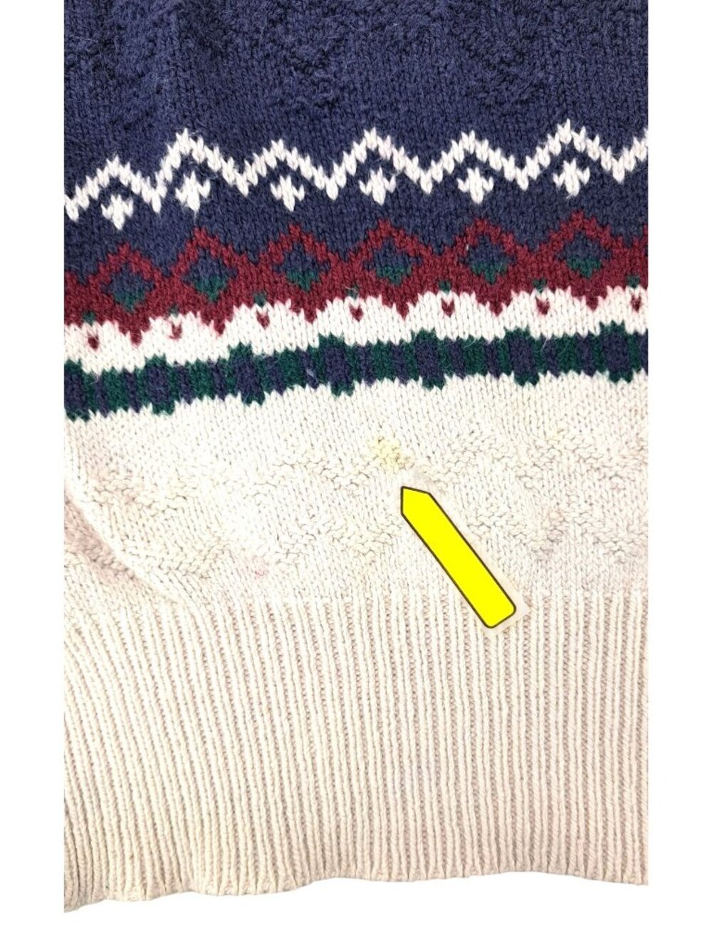 Vintage Van Heusen Men Medium Fair Isle Knit Sweater Red Blue Nordic Snowflake - Picture 6 of 6